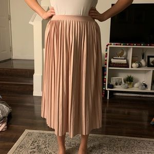 Metallic pink midi skirt